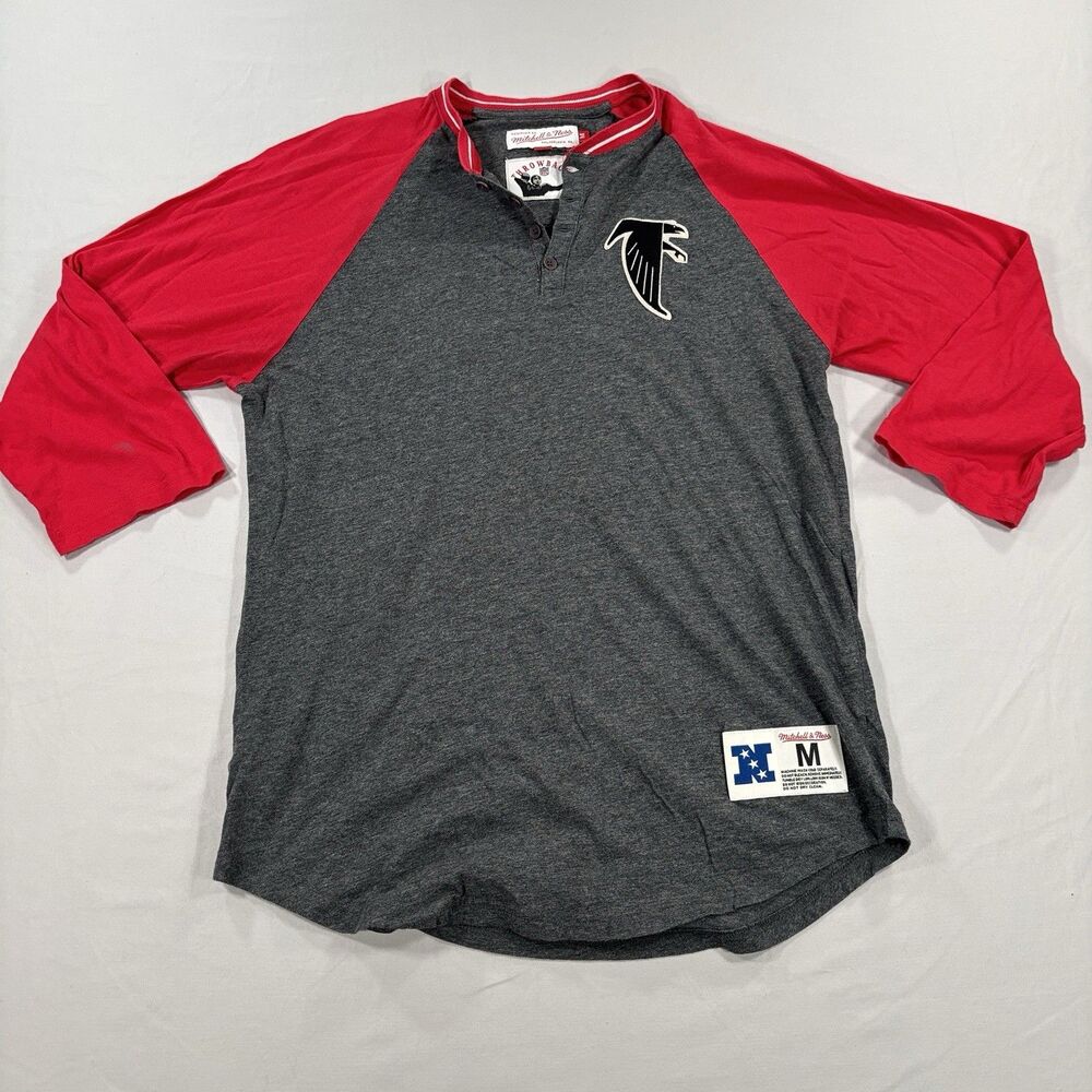 Mitchell and Ness Atlanta Falcons Throwback Men’s Medium Henley Grey/Red